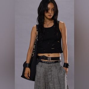 R13 Distressed Sleeveless Tank Top Black Sz S Org $145